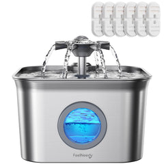 FEELNEEDY fuente para gatos de acero inoxidable 2.8L mantiene agua limpia y fresca para beber
