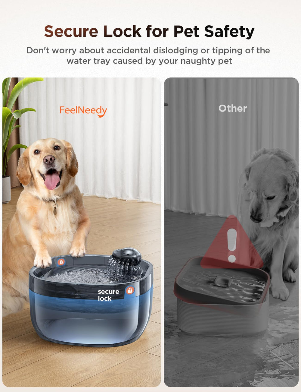 FEELNEEDY tanque transparente facilita ver el nivel de agua sin abrir.