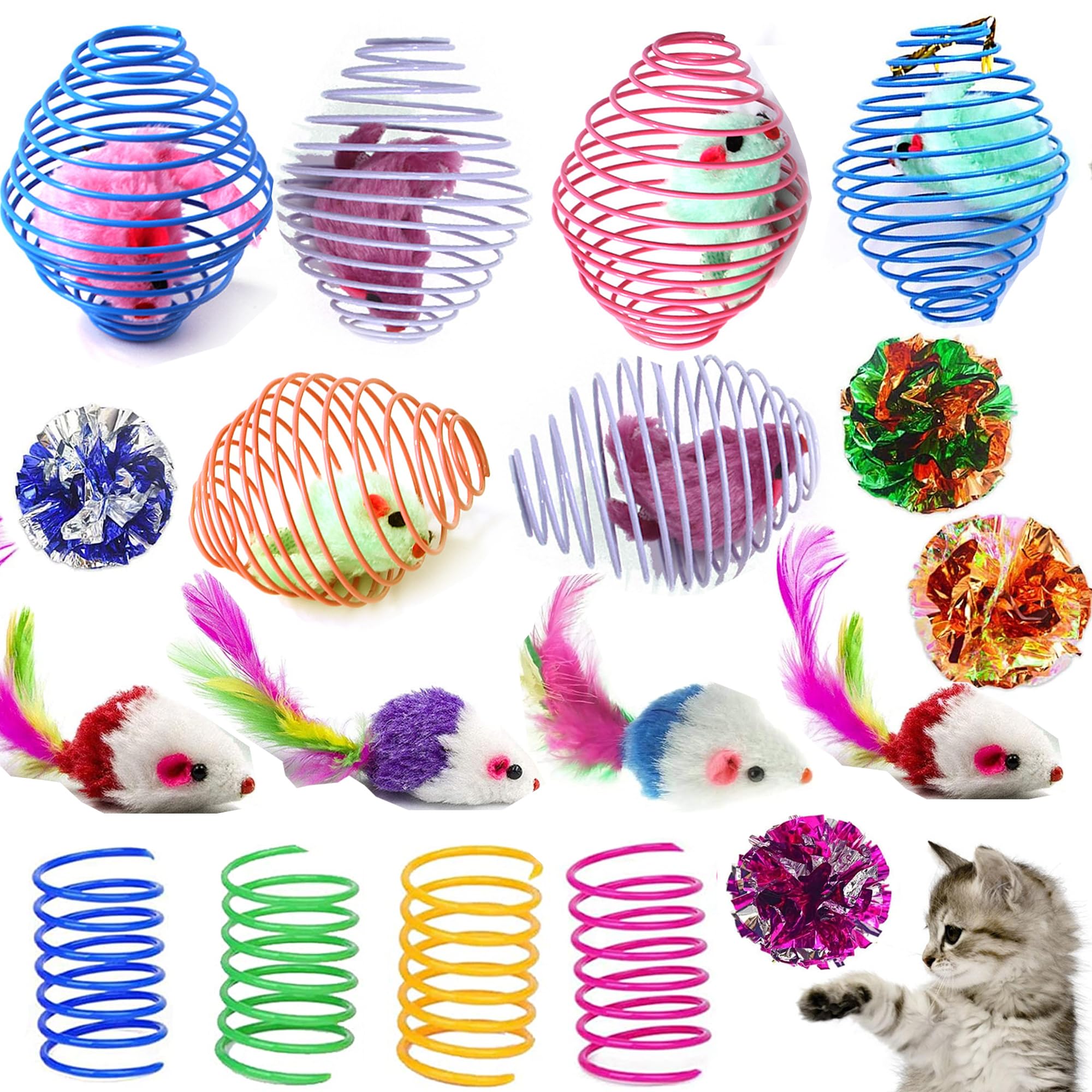 Fejapa: bolas de muelle metálicas para gatos, ideal para juego activo y ejercicio.