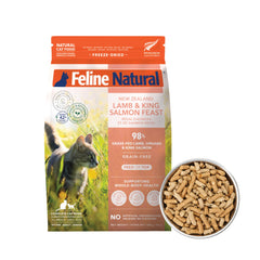 Feline Natural alimento seco para gatos de alta proteína con cordero y salmón