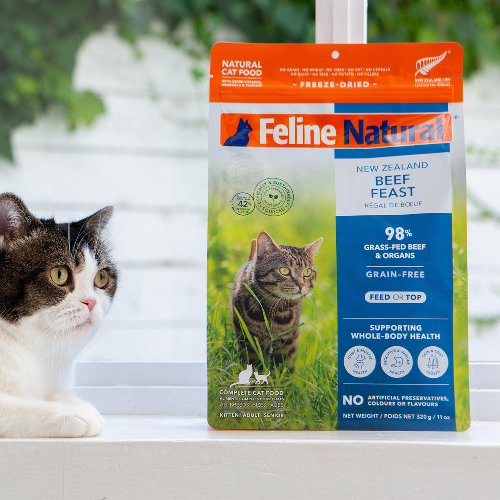 Feline Natural conserva sabor y aroma gracias a la liofilización para gatos.