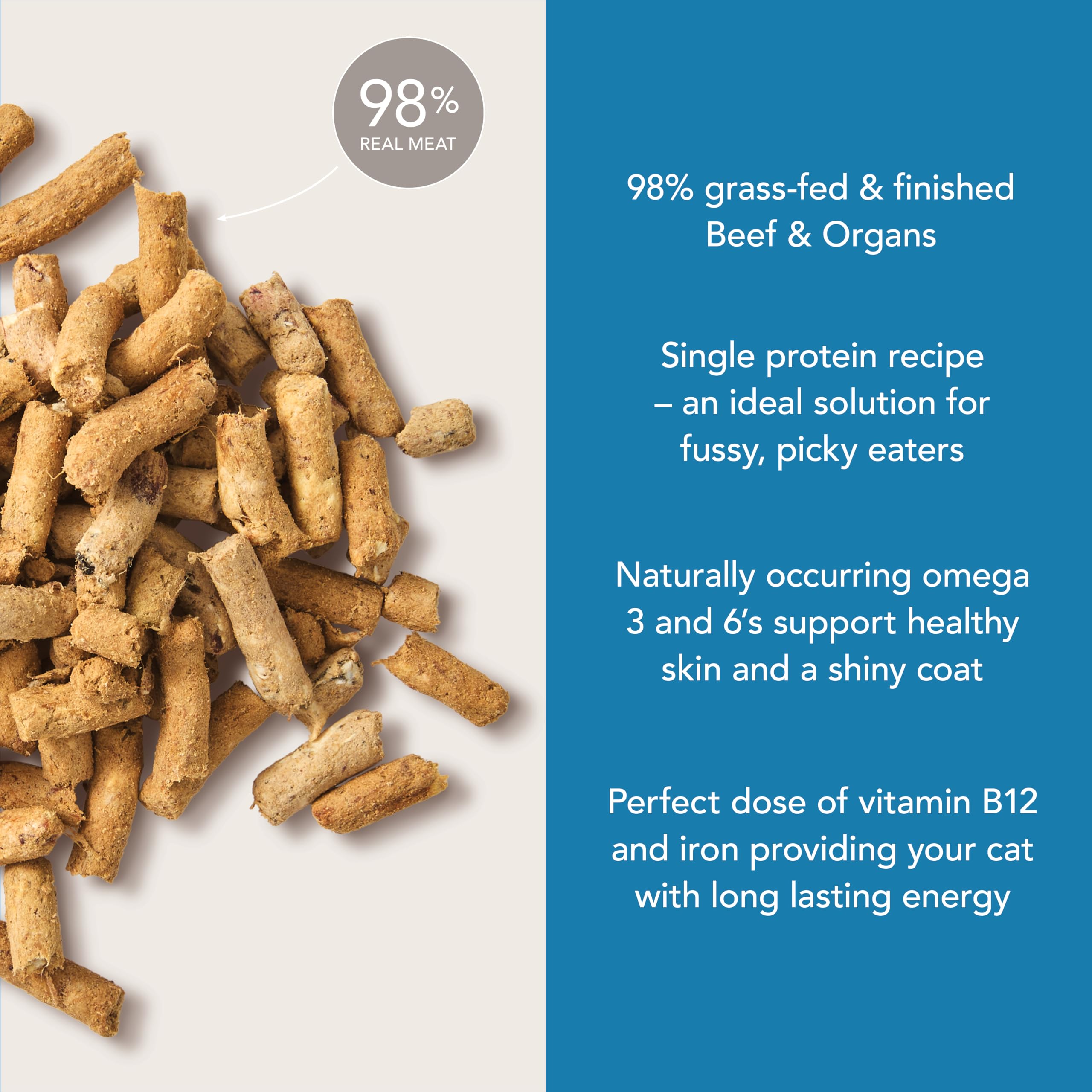 Feline Natural sin guisantes ni granos: opción limpia para gatos con sensibilidades.