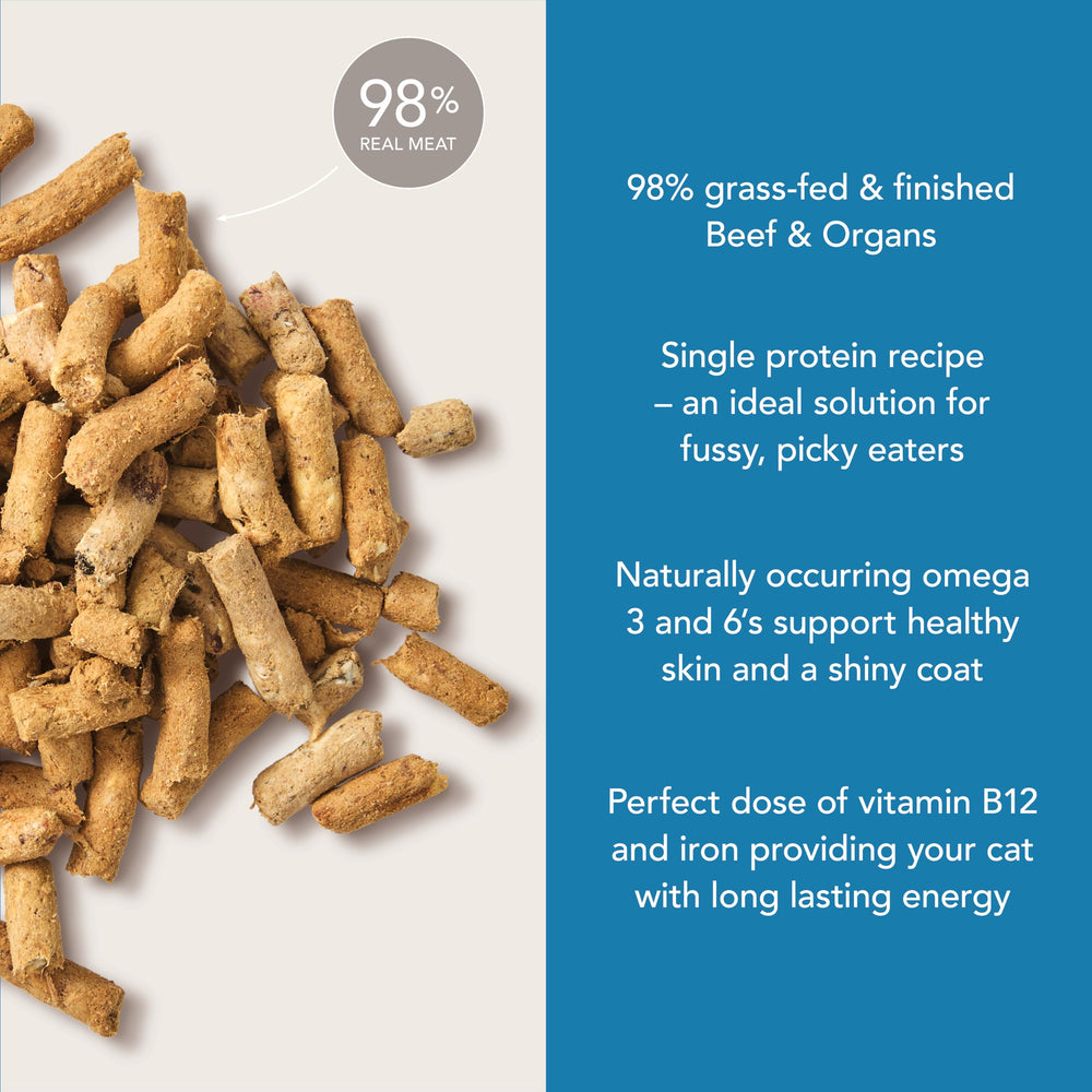 Feline Natural sin guisantes ni granos: opción limpia para gatos con sensibilidades.