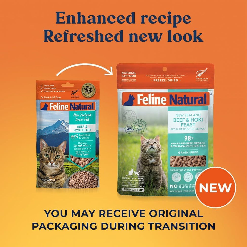 Felinenatural ingredientes transparentes: cordero alimentado con pasto y mejillones de labio verde.