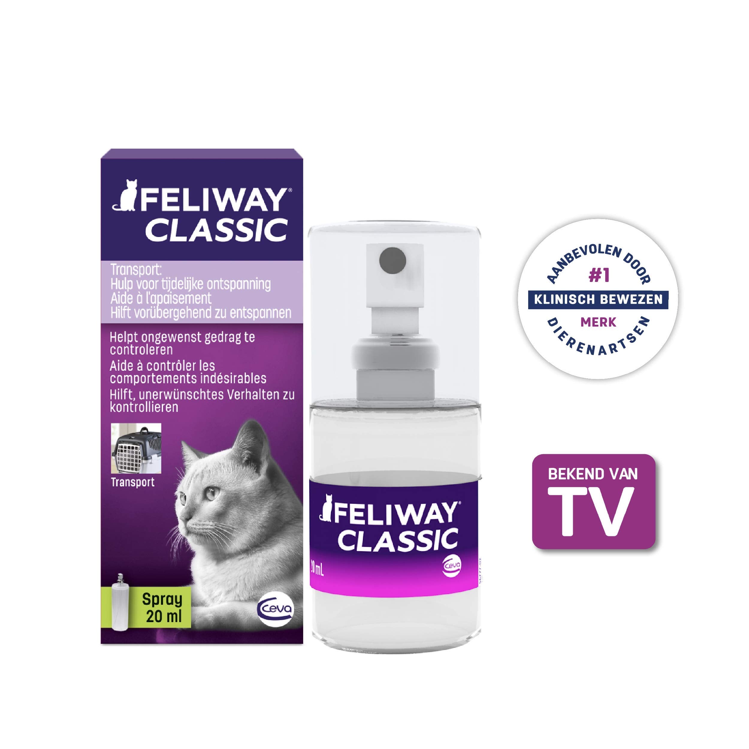 Feliway Classic Spray crea un ambiente hogareño más sereno para gatos.