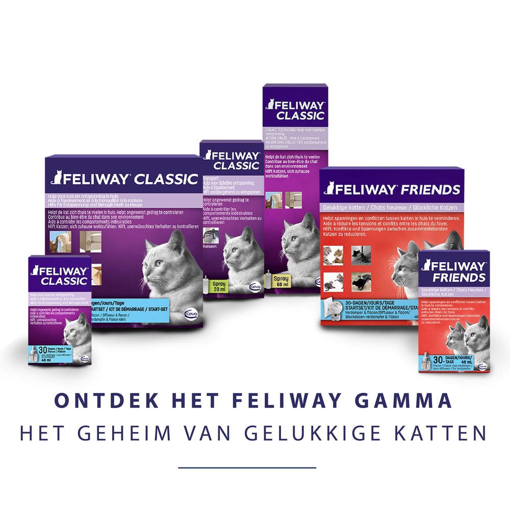 Feliway Classic Spray facilita cambios de entorno manteniendo la tranquilidad del felino.
