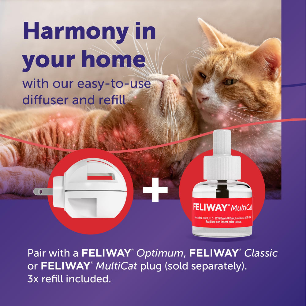 Feliway MultiCat: conjunto triple de recargas para uso continuo.
