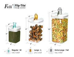 Contenedor medio de cinco pulgadas Felli Flip Tite para snacks y premios.