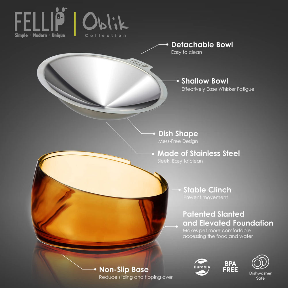 Placa de metal inclinada de Felli Oblik para una comida estable.