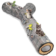 FelRelWel Cat Tunnel con arbol tronco imitacion: estimula exploración y juego dinámico