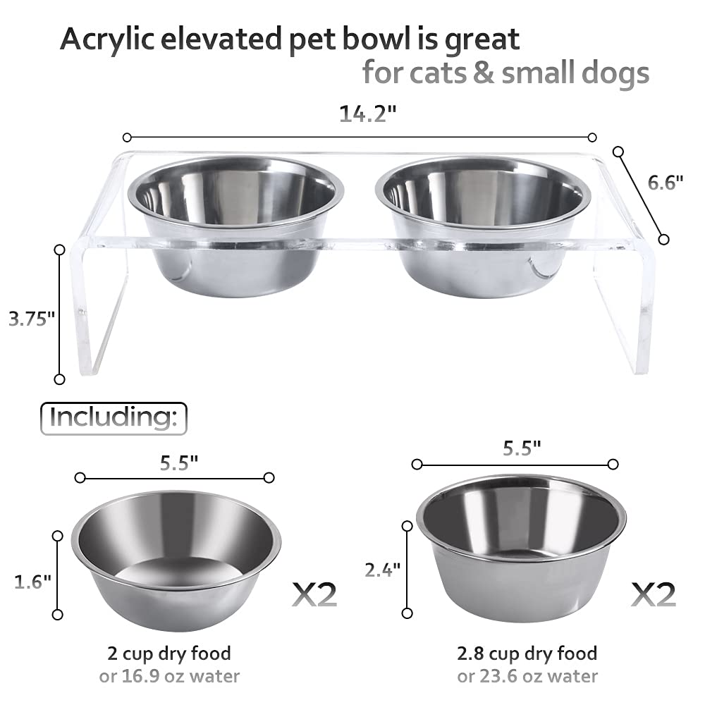 Feoyoho altura 3,75 pulgadas mejora la altura de comida para gatos y perros pequeños.