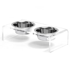 Feoyoho base elevada acrílica para perros y gatos favorece una postura cómoda al comer.