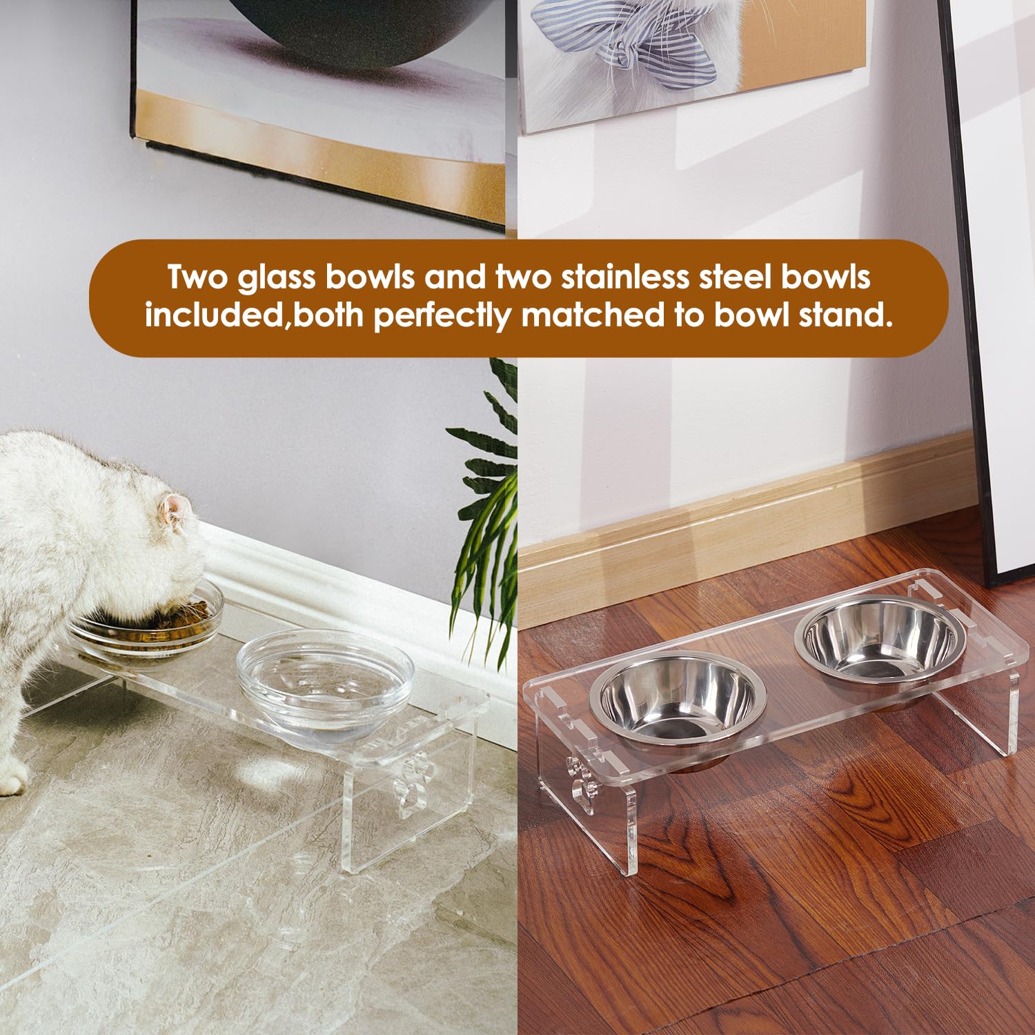 Feoyoho cuencos de vidrio removibles para comidas y bebidas, diseño higiénico.