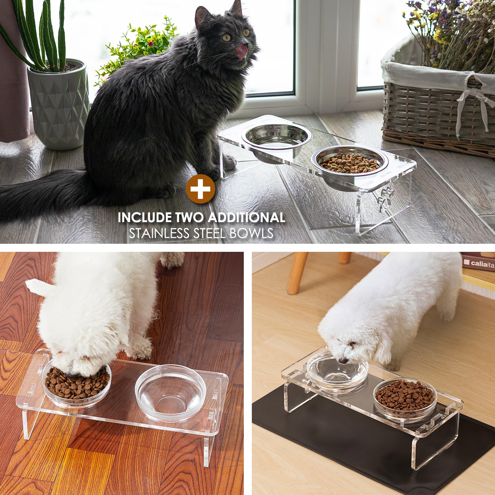 Feoyoho diseño para perros pequeños y gatos, cómodo para comidas diarias.