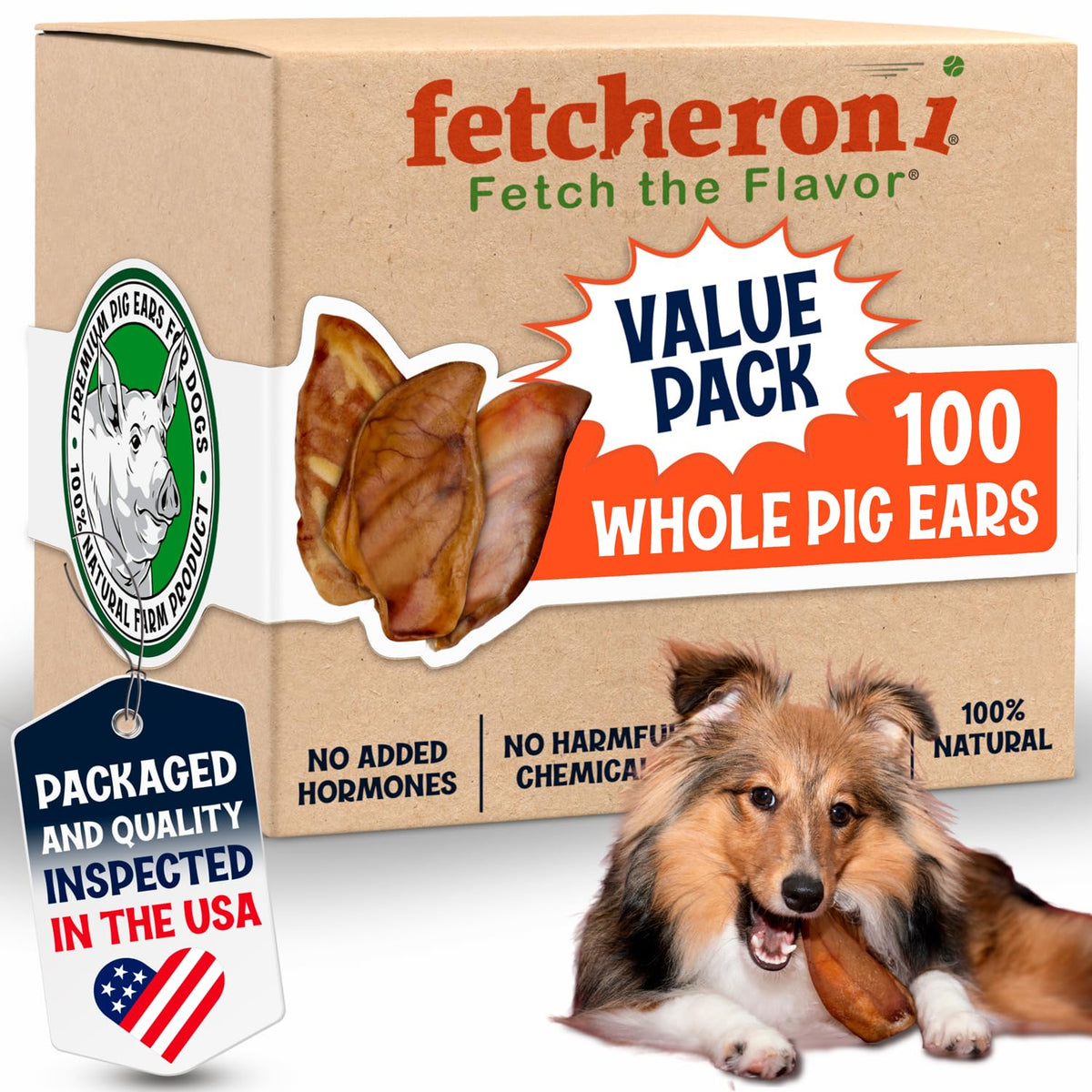 Fetcheroni orejas de puerco grandes: snack duradero para perros grandes