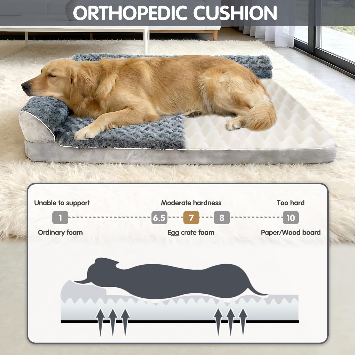 Cama FFIQQ 42x30x7,5 pulgadas para perros medianos y descanso cómodo
