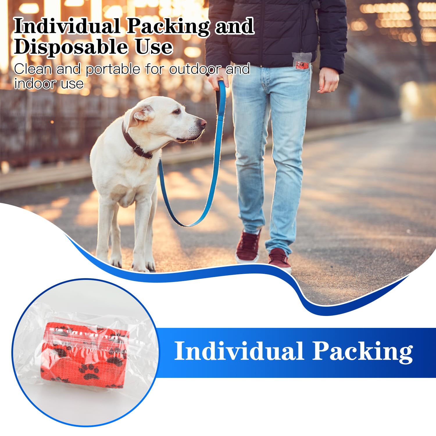 Aplicación fácil de FGBNM Vet Wraps en perro para ajuste suave.