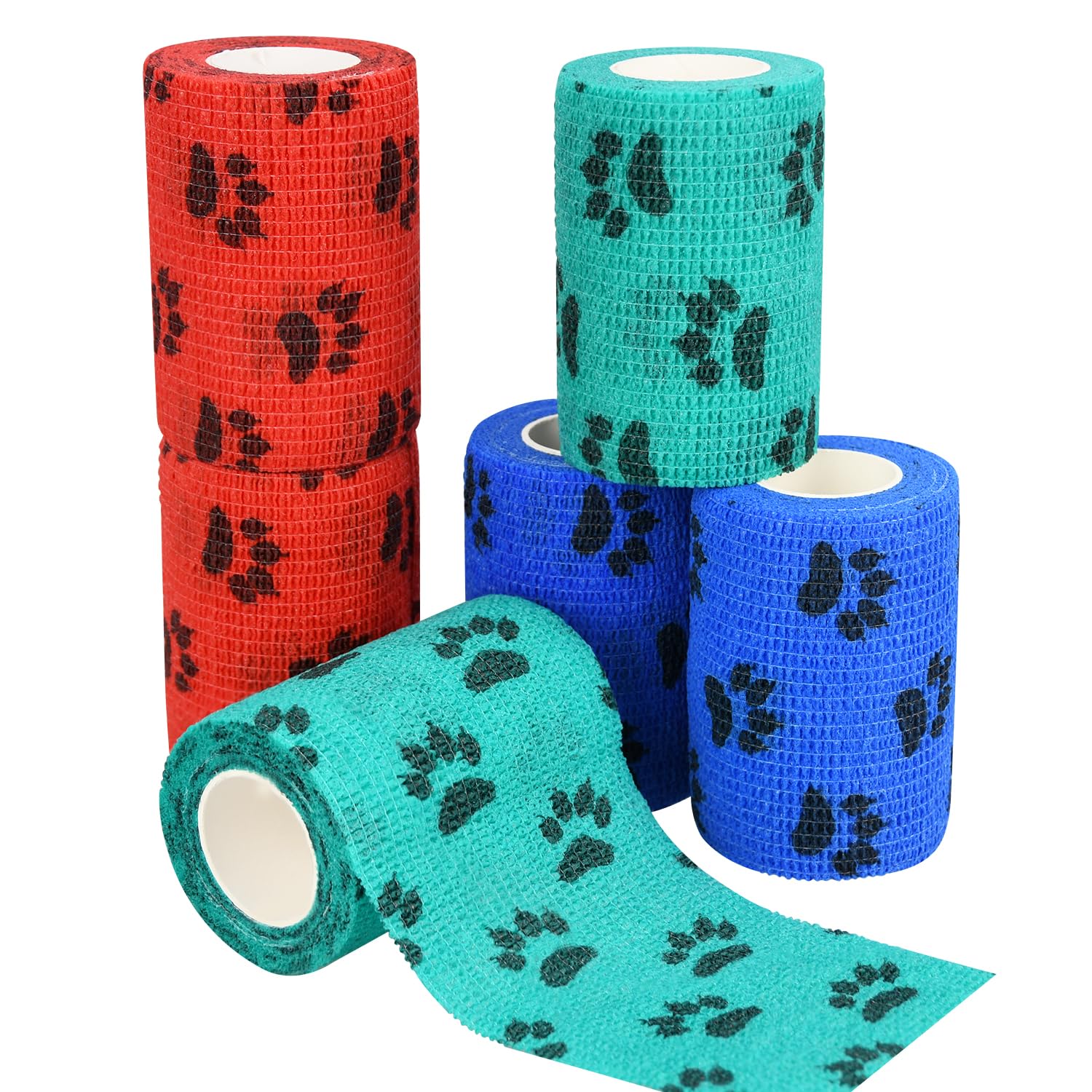 FGBNM Vet Wraps rojo con patrón negro, mantiene el vendaje en su lugar.