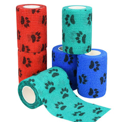 FGBNM Vet Wraps rojo con patrón negro, mantiene el vendaje en su lugar.