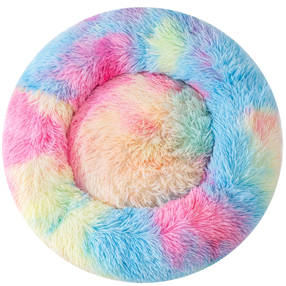 Cama redonda de Fhodigogo para mascotas pequeñas, vista superior para descanso cómodo.