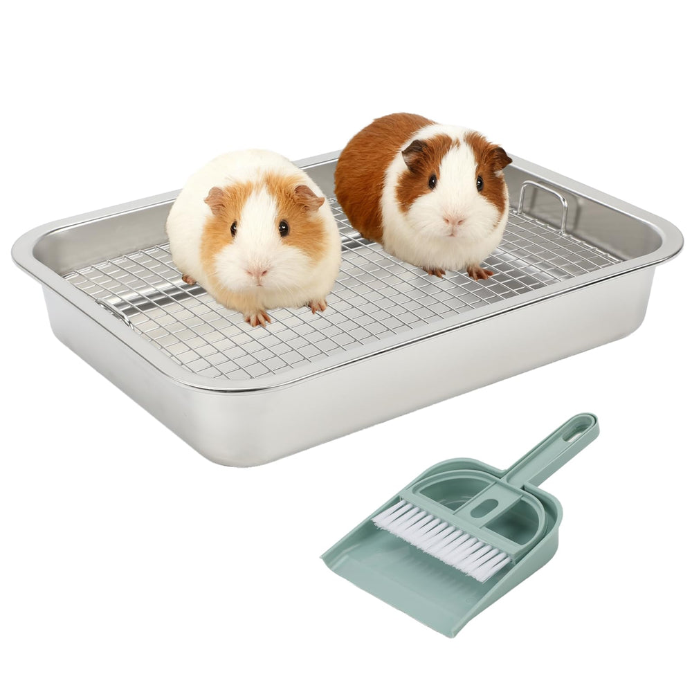 Bandeja FHTONGE de acero inoxidable para conejos, higiene duradera y limpieza fácil.