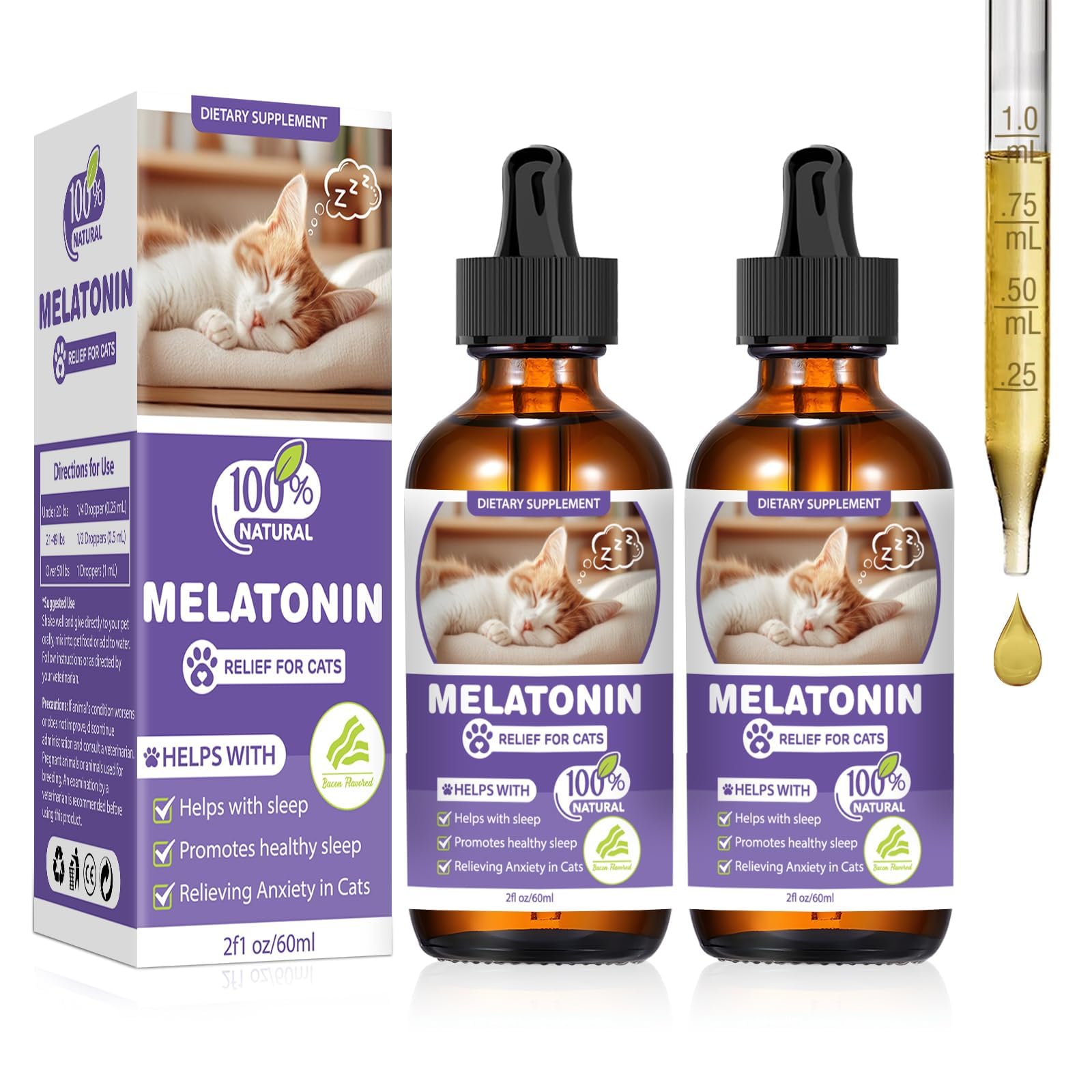 FHZRLP Melatonina para gatos: botella para dormir tranquilo.
