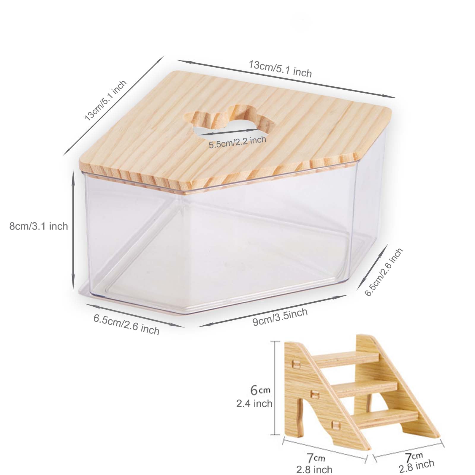 Fibopawer caja de arena con tapa de madera para hámster, evita derrames.