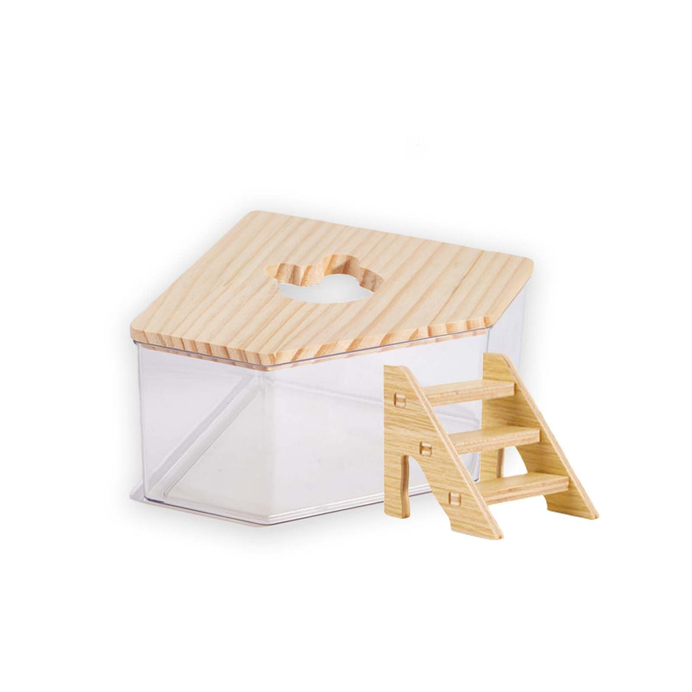 Fibopawer caja de baño de arena para hámster, pentágono transparente, ideal para el baño natural.