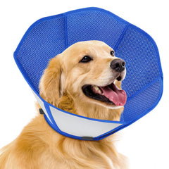 Cono plegable Fickte para perro postoperatorio, protege heridas y evita lamer.