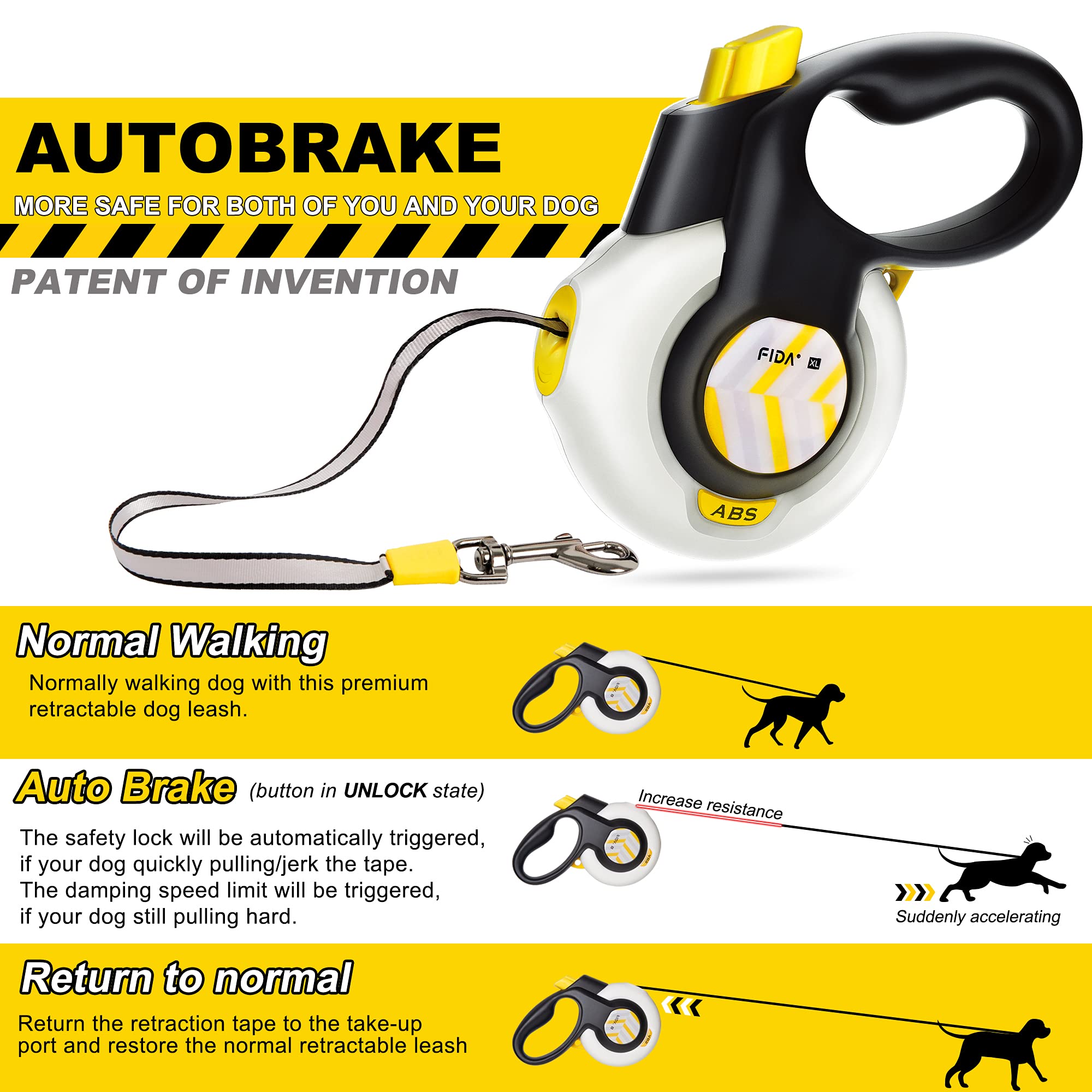 FIDA AutoBrake cinta de nailon resistente para caminatas largas y seguras.