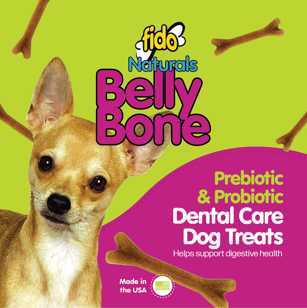 Fido Belly Bones mini aliento fresco ayuda a la limpieza dental suave.