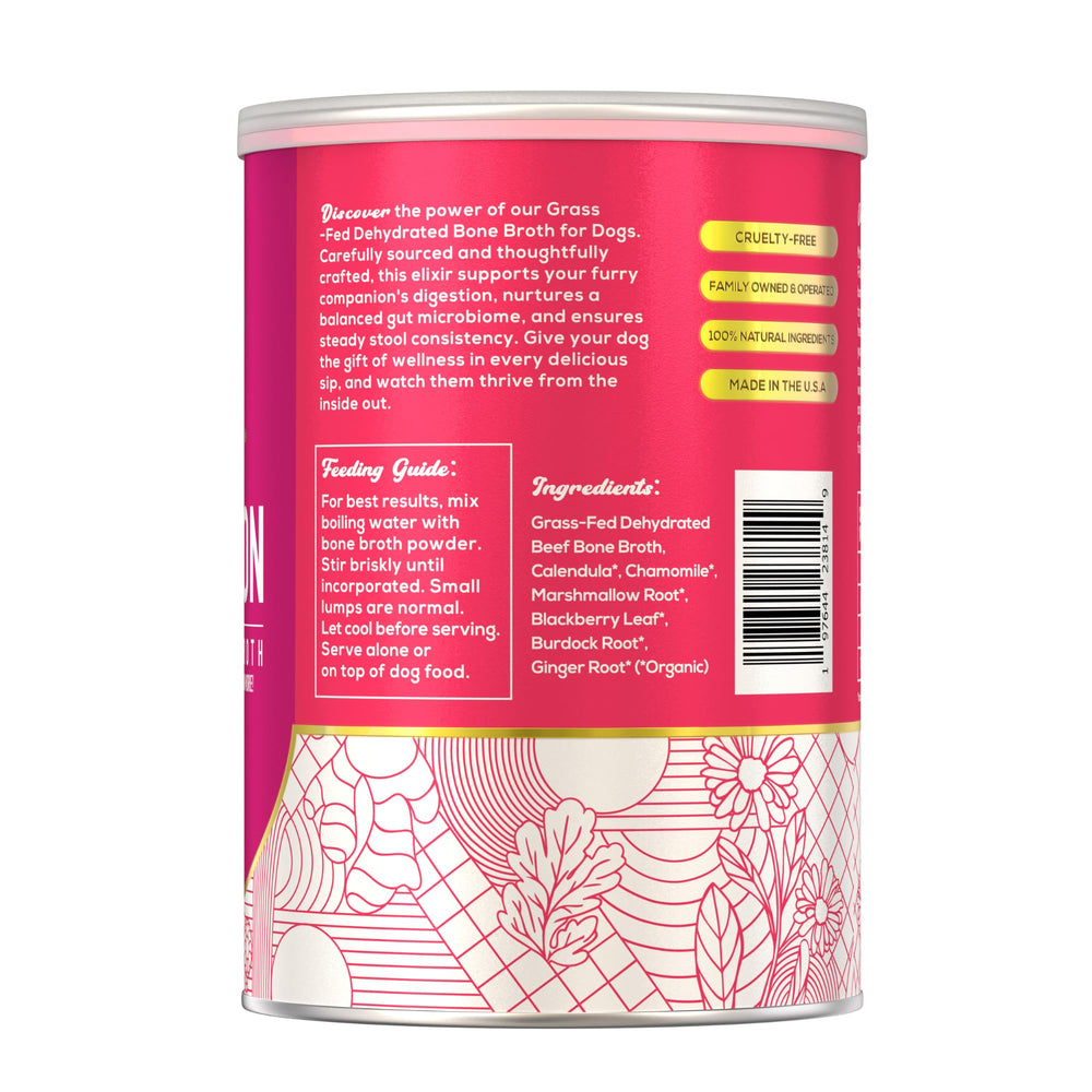 Ingredientes: hierbas orgánicas y huesos de res de Fido's.