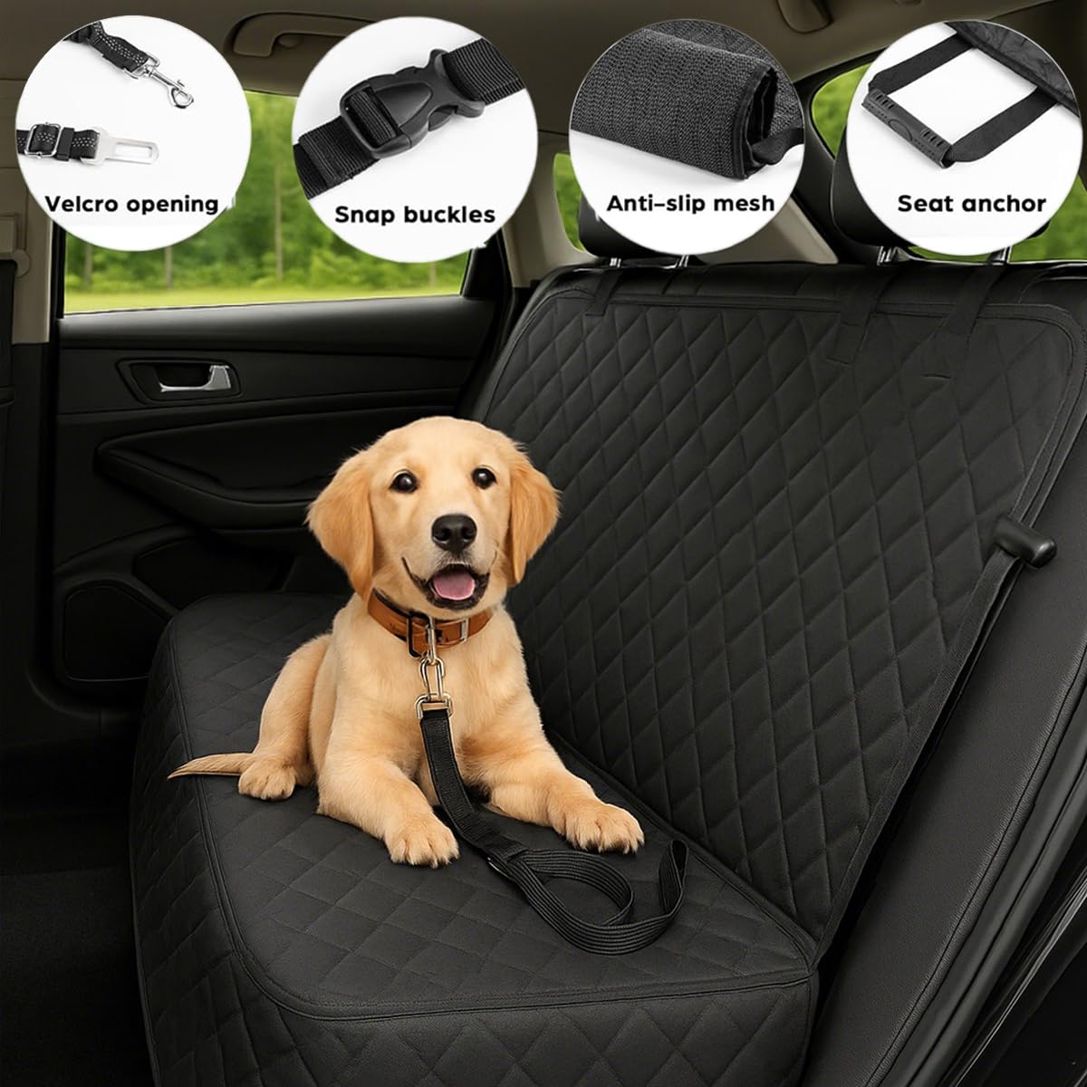 Fidozen cinturón para perro incluido para viajes más seguros.