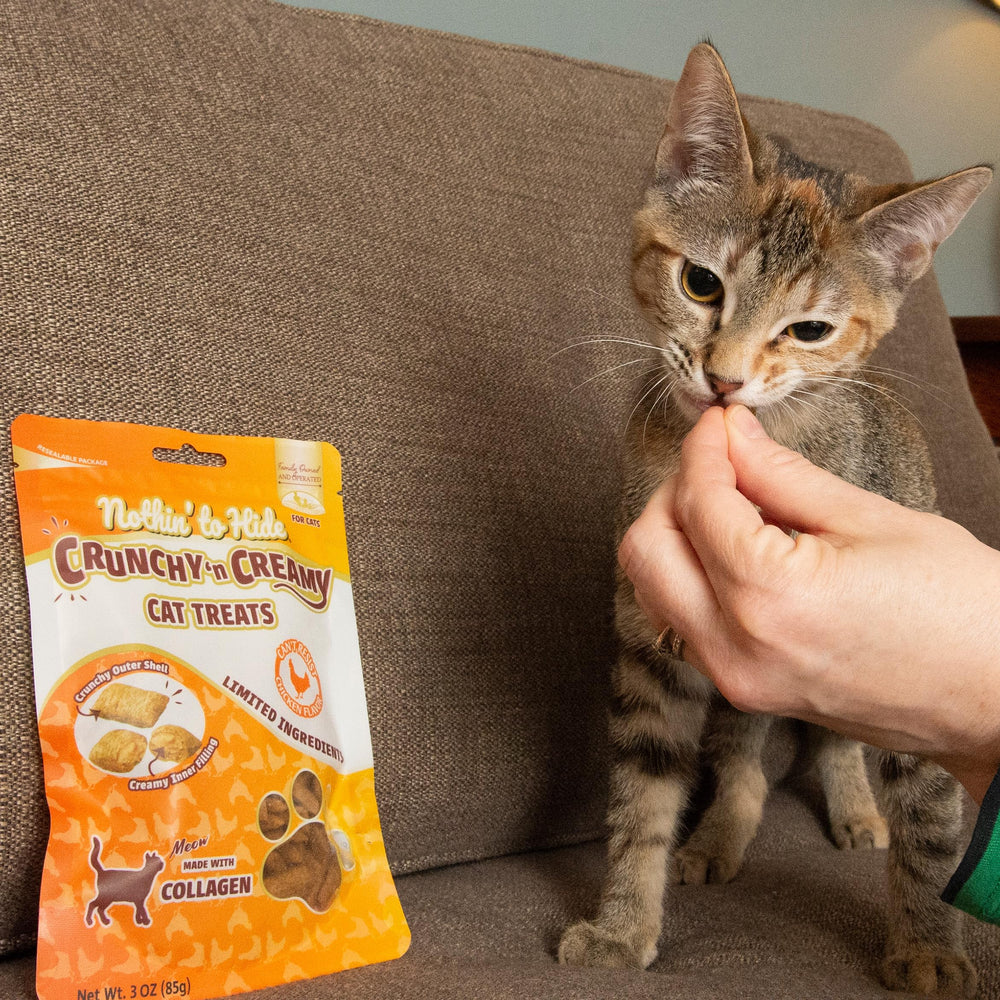 Fieldcrest Farms Nothin’ to Hide – alto en proteína, recompensa sabrosa para gatos activos.