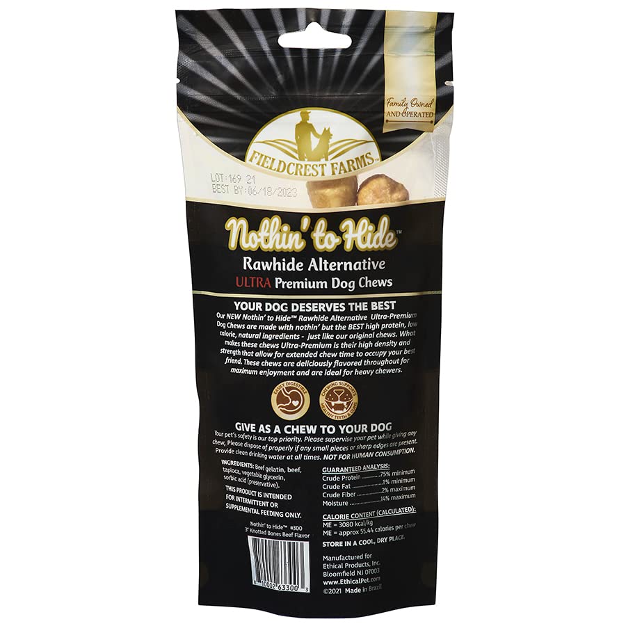 Fieldcrest Farms Nothing to Hide Hueso 3'' para perros pequeños, apoyo a la rutina diaria
