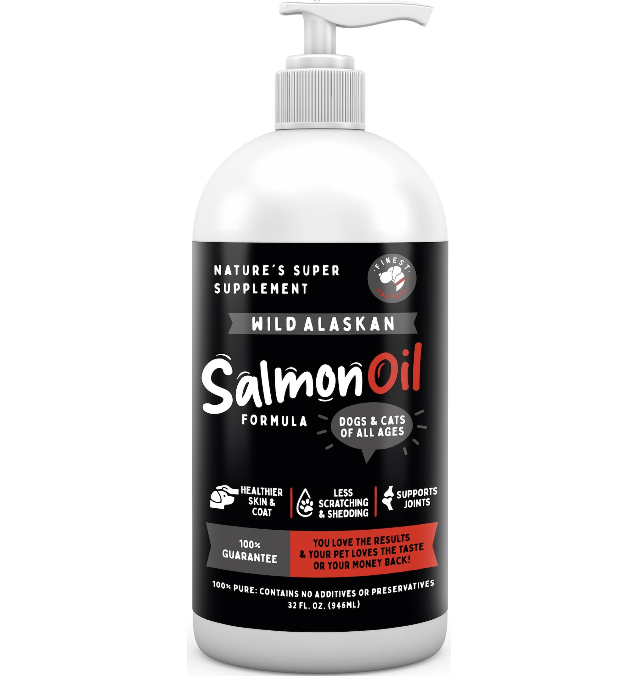 Finest For Pets: botella de aceite de salmón Alaska para articulaciones.