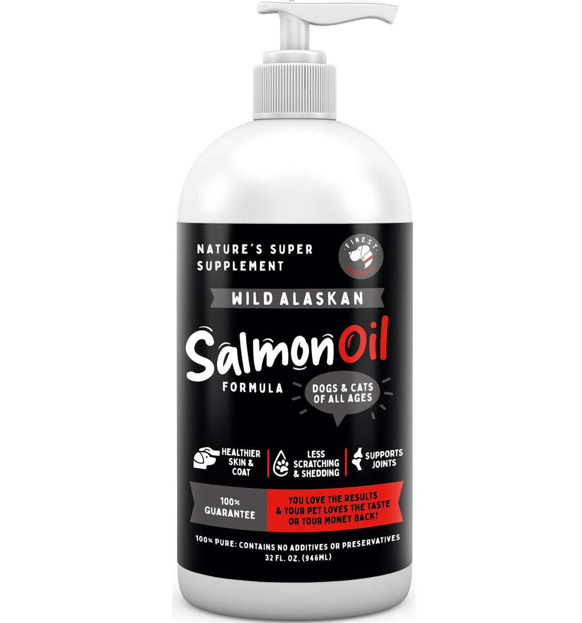Finest For Pets: botella de aceite de salmón Alaska para articulaciones.