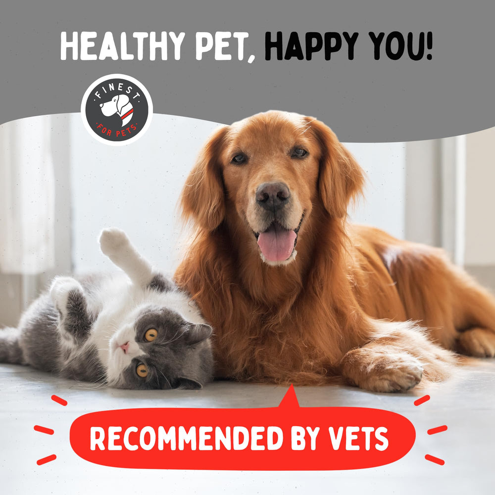 Finest For Pets: etiqueta cercana con información clara de origen y calidad.