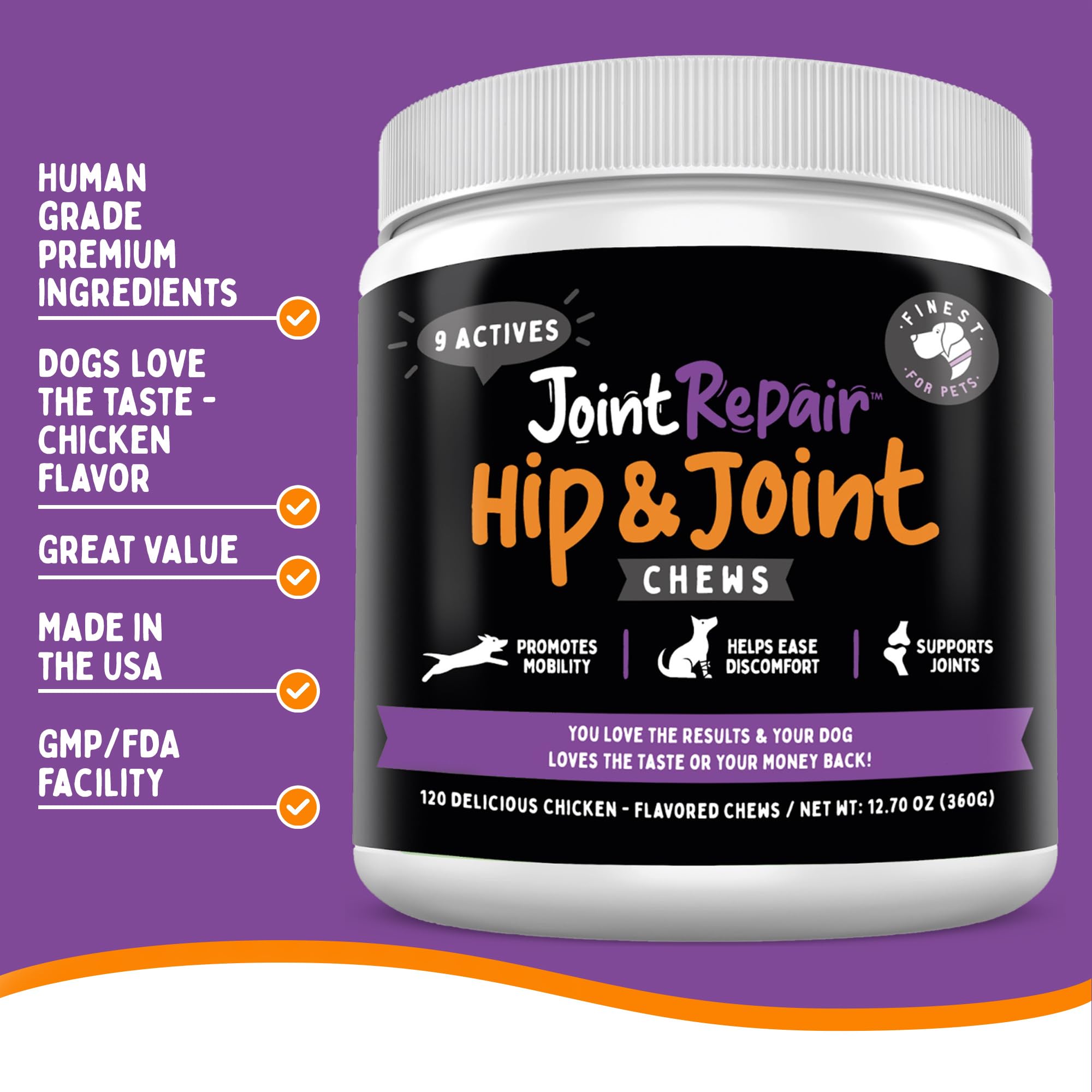 Etiqueta frontal de Joint Repair con información de ingredientes clave.