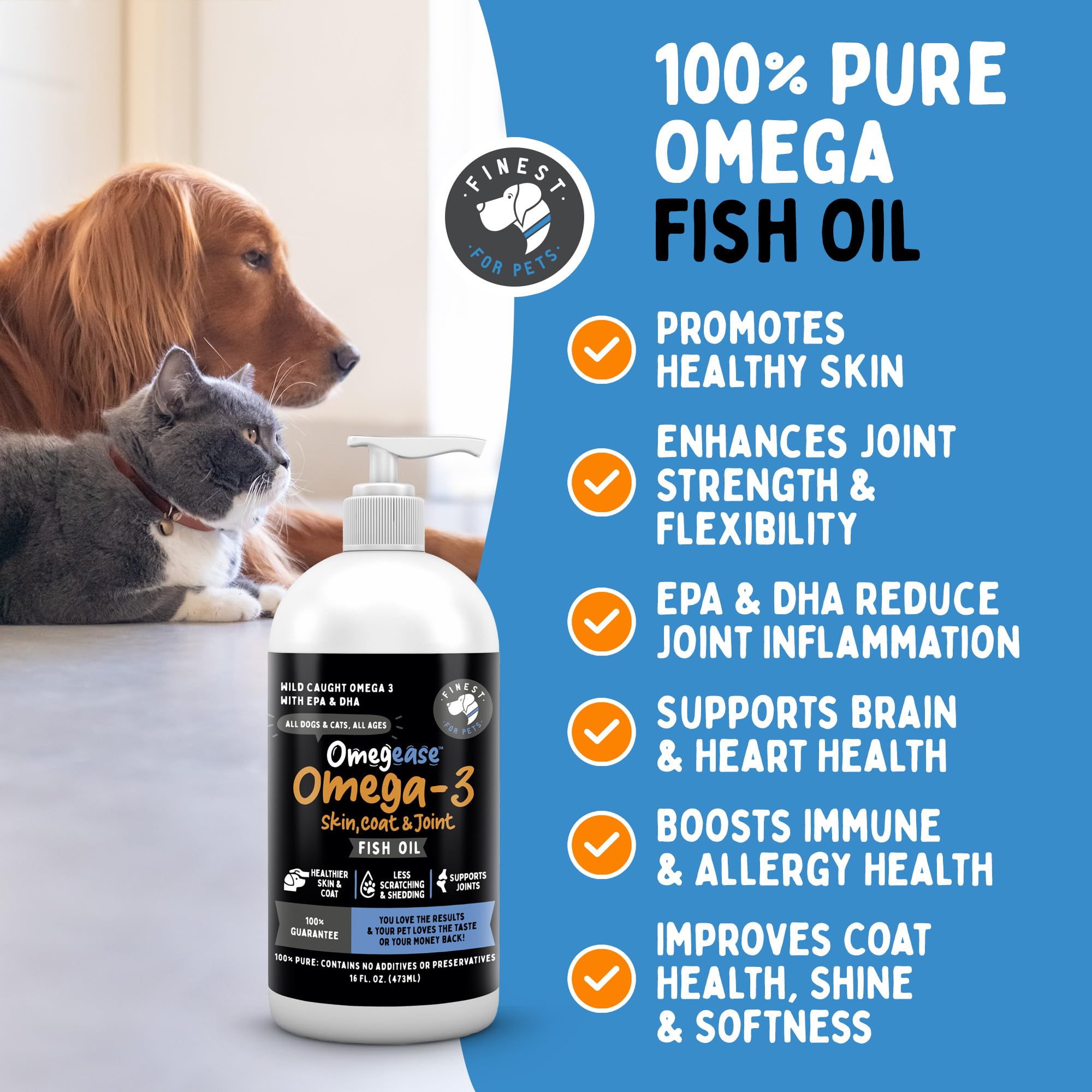 Finest For Pets Botella omega-3 para perros y gatos con EPA y DHA