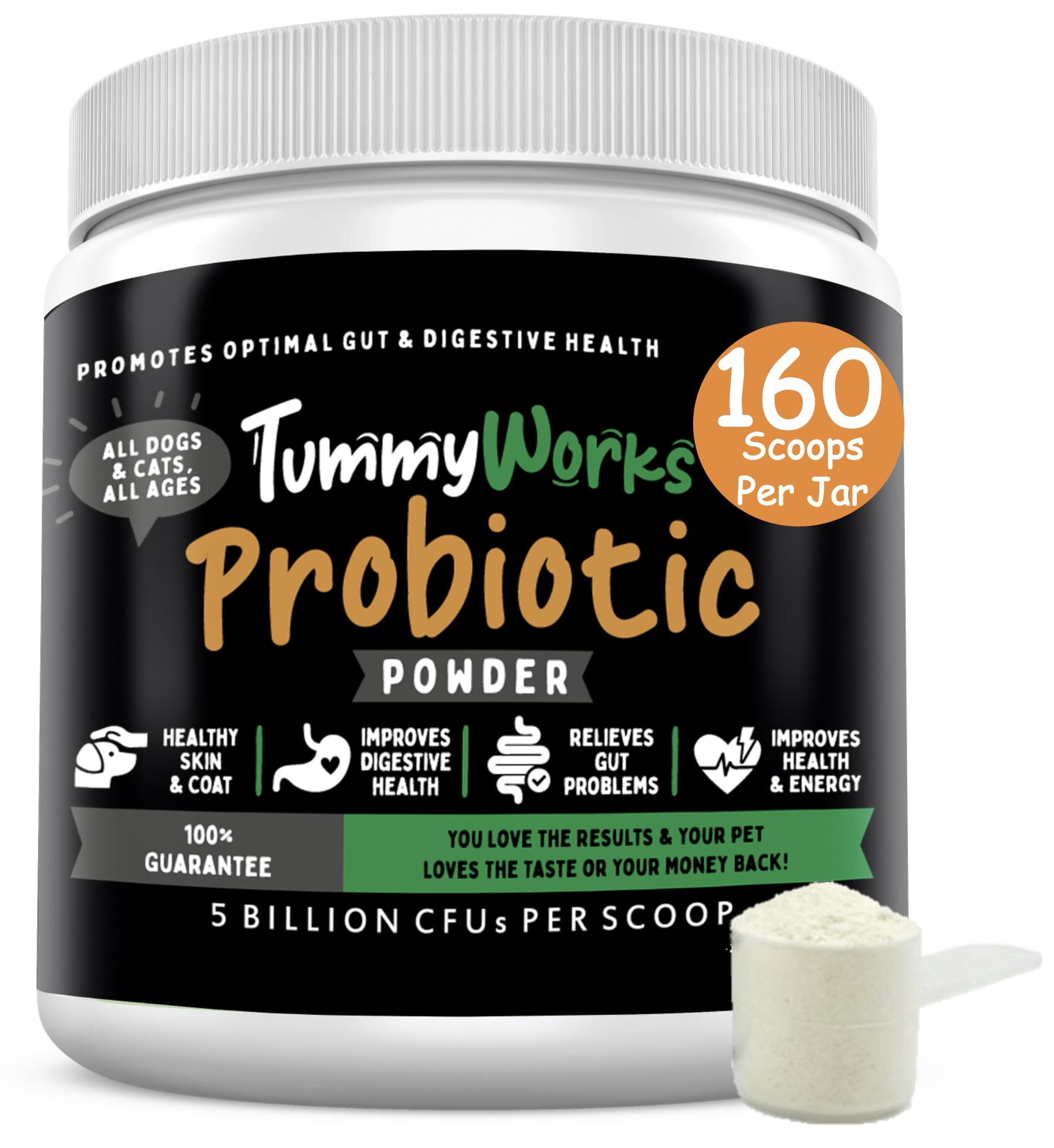 TummyWorks de Finest For Pets, bote de probióticos para perros y gatos.