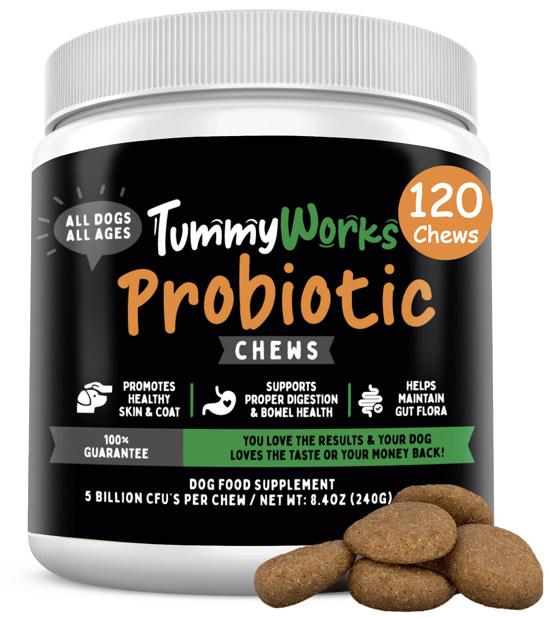 TummyWorks Probiotics de Finest For Pets, botella para perros con apoyo digestivo suave