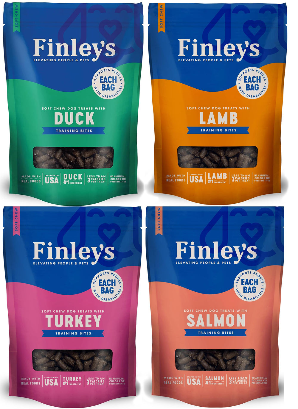Finley's bocaditos para perros sabor pato, suaves y aptos para entrenamiento.