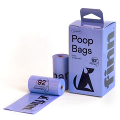 Bolsas Finn biobasadas 92% para desechos caninos, fuerte y sostenible.