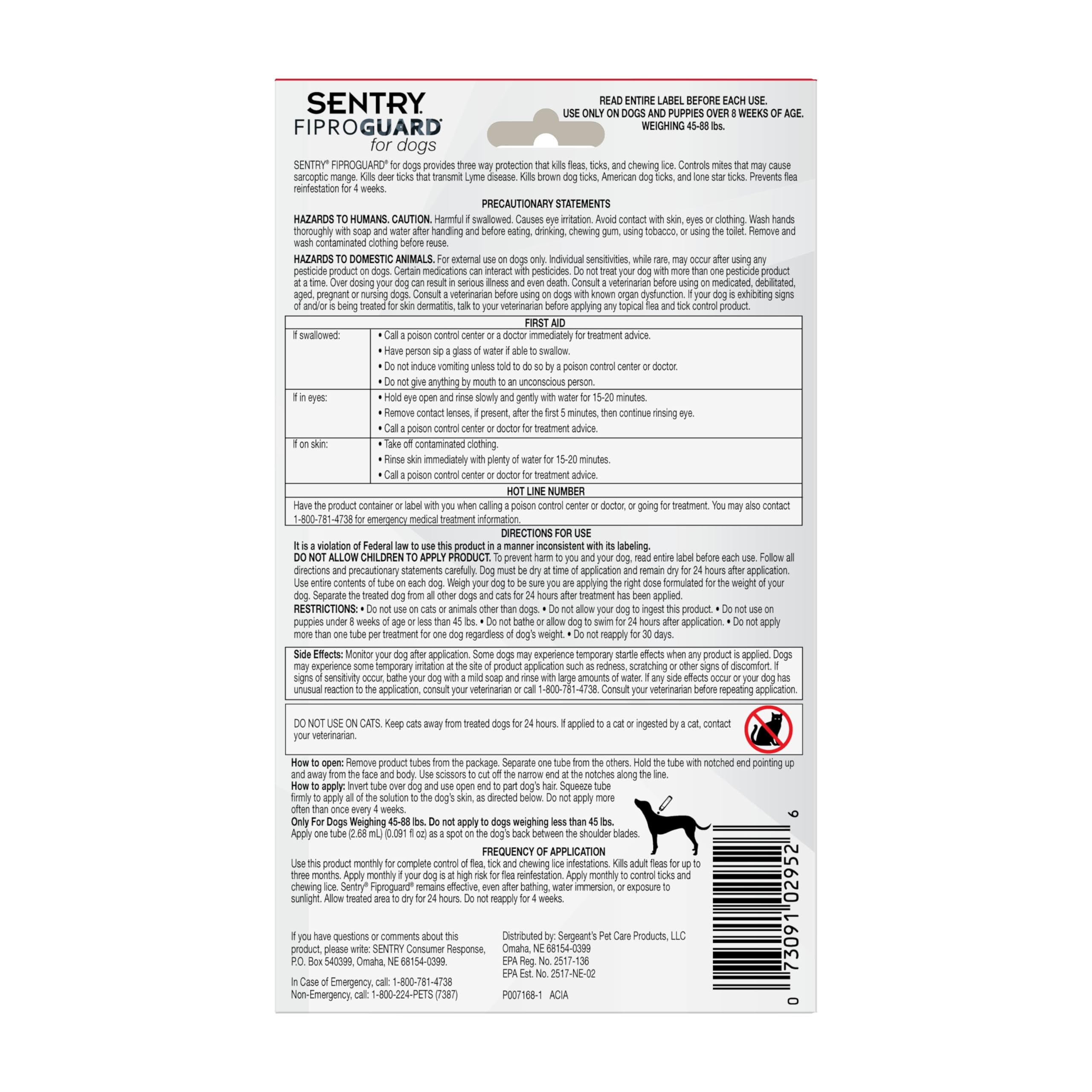 Fiproguard para perros: tratamiento tópico impermeable para uso en exteriores.