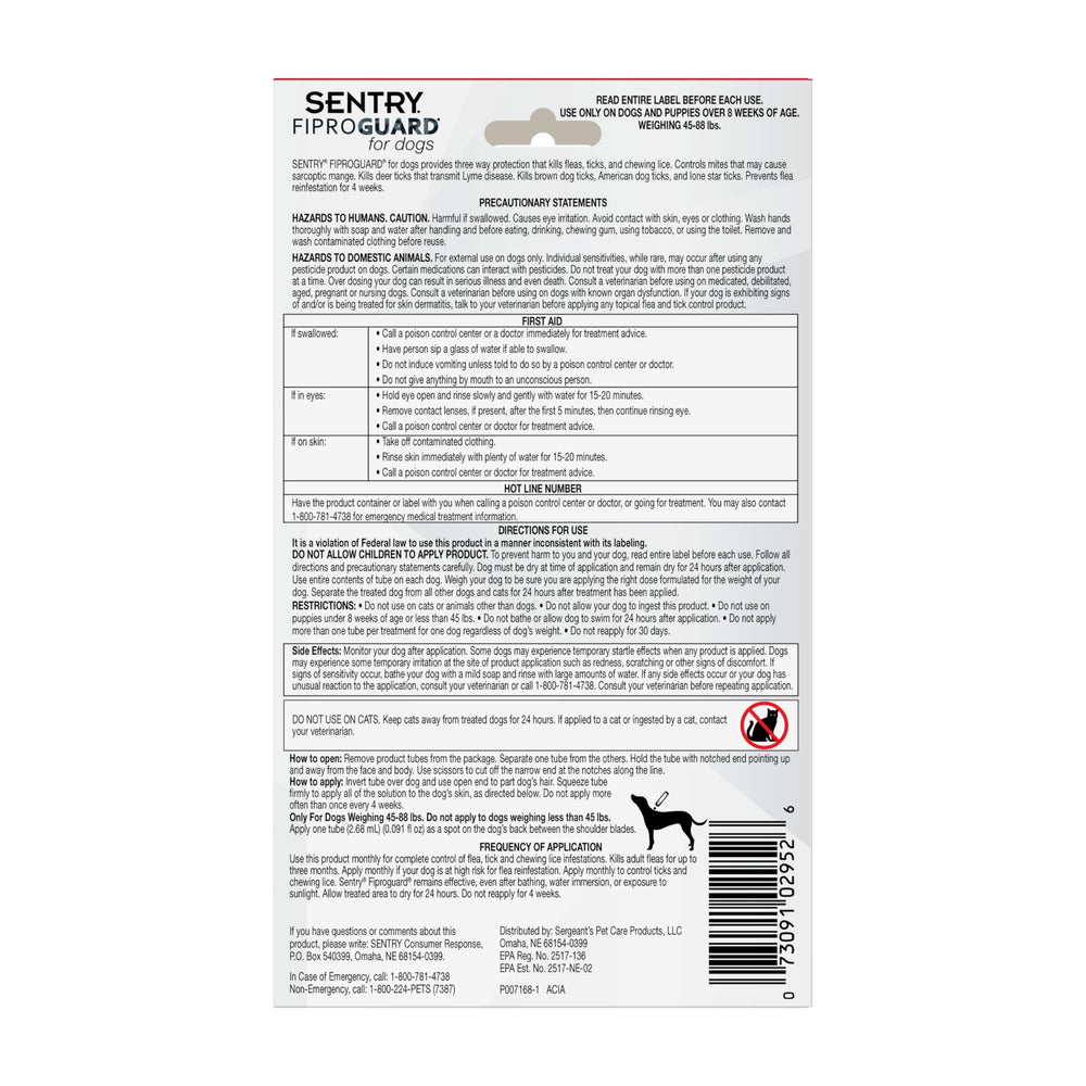 Fiproguard para perros: tratamiento tópico impermeable para uso en exteriores.