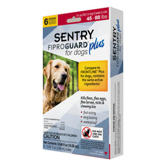Fiproguard Plus, aplicador en el dorso del perro, prevención de pulgas y garrapatas.