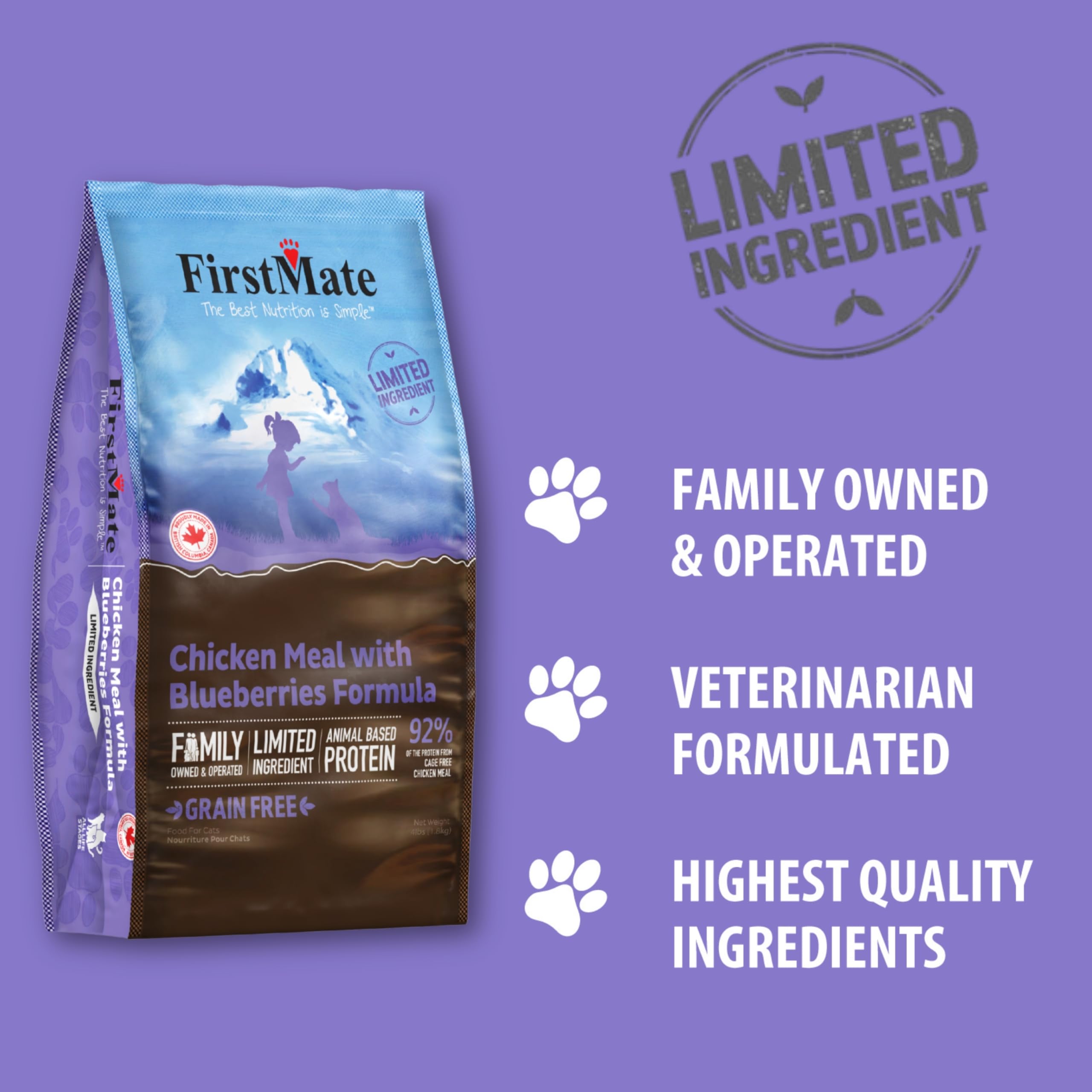 FirstMate pollo-sin-granos-arandanos-libre-de-crueldad, comida seca para gatos.