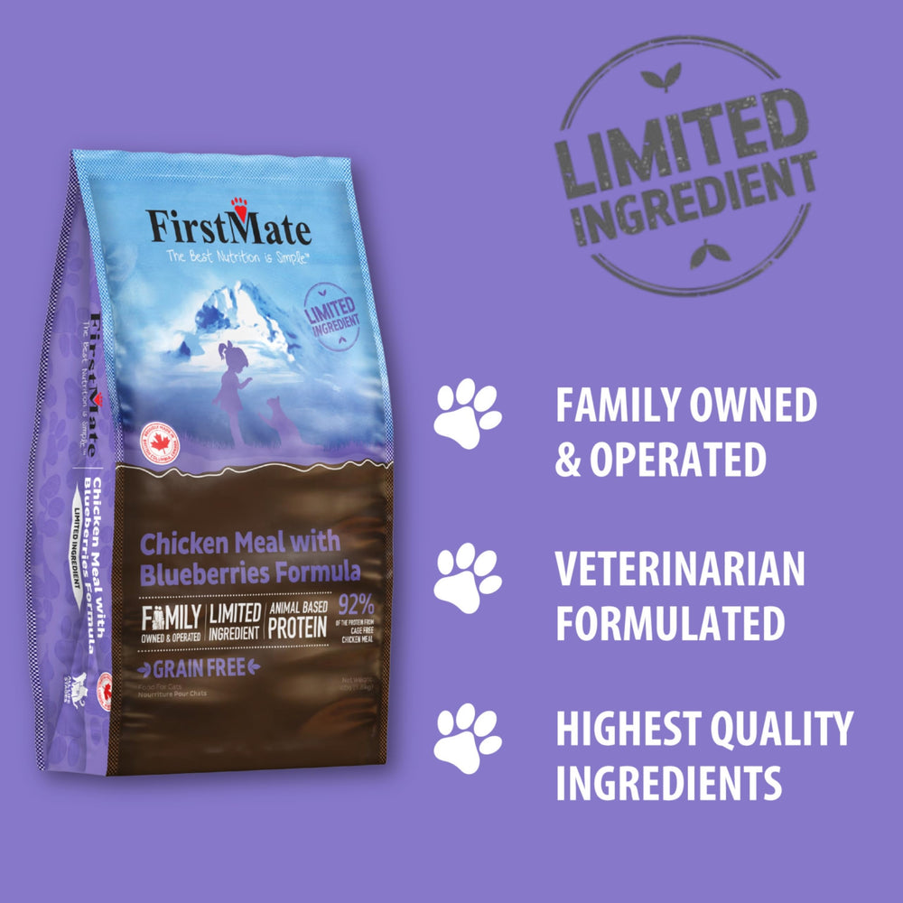 FirstMate pollo-sin-granos-arandanos-libre-de-crueldad, comida seca para gatos.