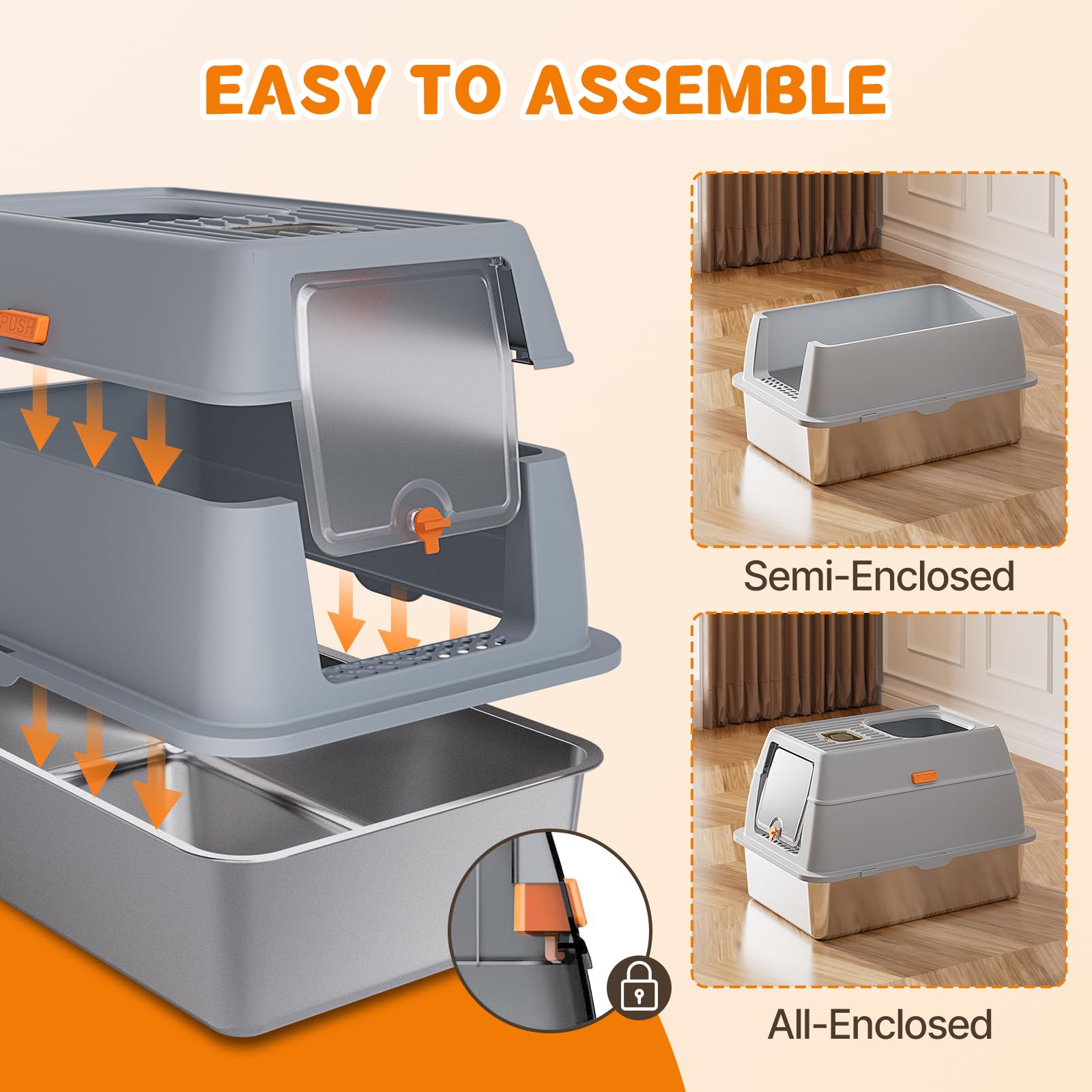 fitrobust caja-litter acero inoxidable-entrada doble para gatos